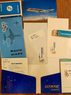 Αντικείμενα Olympic Airways μεταχειρισμένα, τράπουλα, σπίρτα, σημειωματάριο