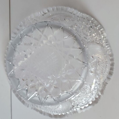 Vintage Bohemia Lead Crystal Bowl with Pinwheel Design