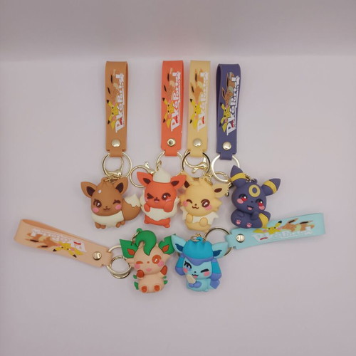 3D Pokémon Eevee & Eeveelutions keychains, set of 6