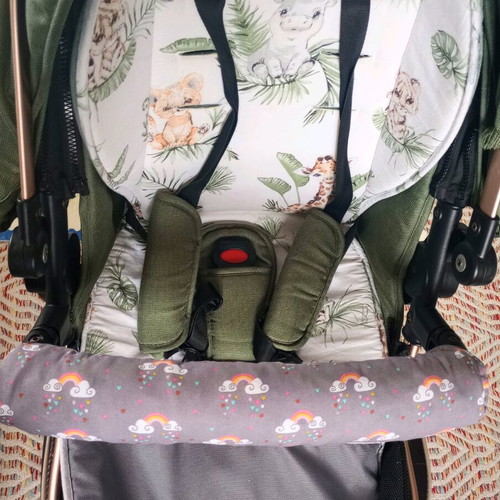 Stroller bar cushion new, cotton with rainbow design