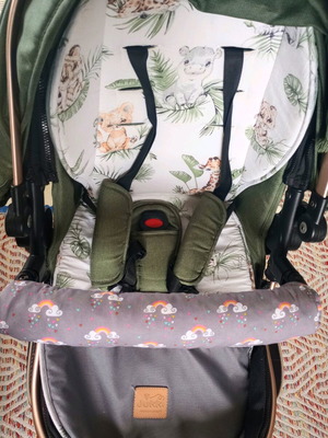 Stroller bar cushion new, cotton with rainbow design