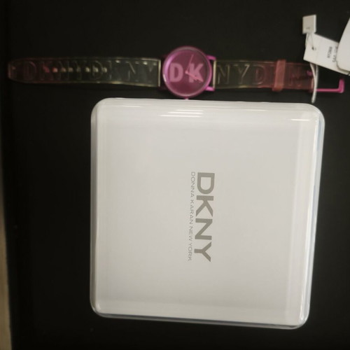 DKNY Pink Transparent Strap Watch NY-2809, full set