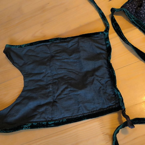 Traditional set green velvet apron and bodice from Voio Kozani vintage used