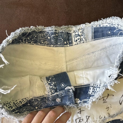 Shein Patchwork Bandana Denim Shorts Size M Brand New