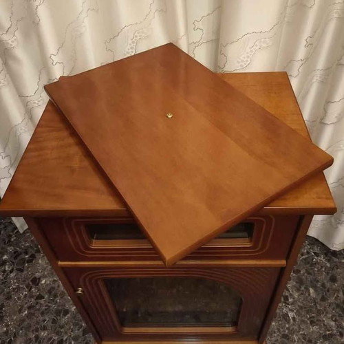 Vintage TV and Hi-Fi cabinet with 360° rotating base, walnut, like new