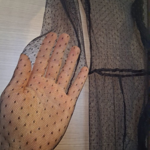 Lace onesie with polka dots medium, like new, black