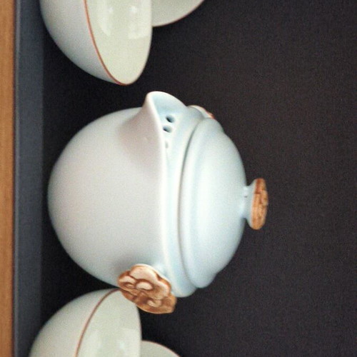 Mini Chinese Kung Fu Celadon Porcelain Tea Set, 5 pieces