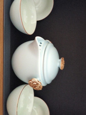 Mini Chinese Kung Fu Celadon Porcelain Tea Set, 5 pieces