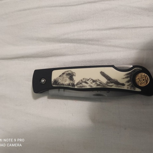Smith & Wesson SW300N Eagle Scrimshaw knife like new, stainless steel blade