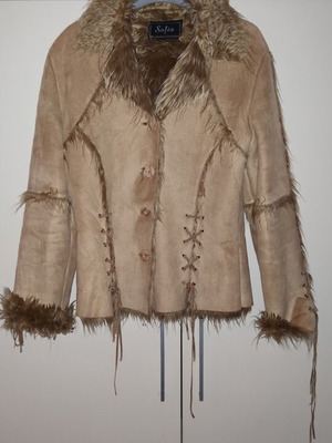 Shearling coat new, brown beige, size M