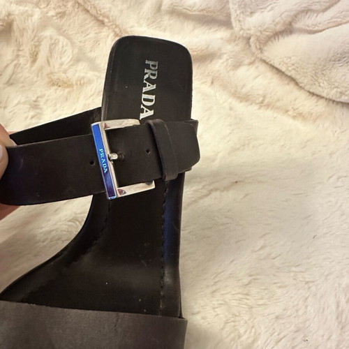 Prada mules with wooden heel, leather, size 38, like new