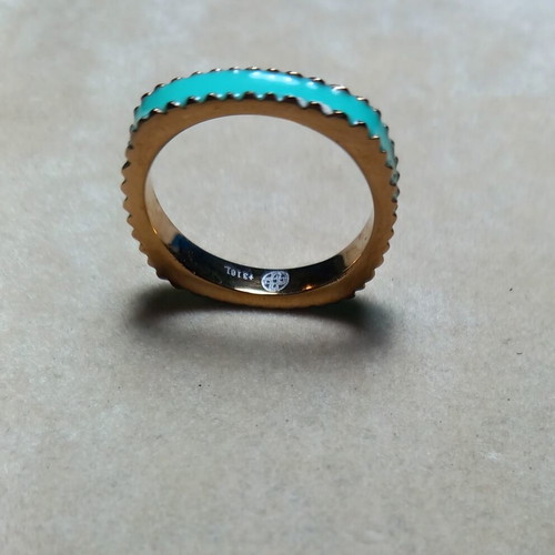 Loisir ring with turquoise enamel, new, gold-plated stainless steel