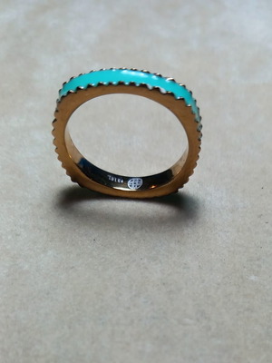 Loisir ring with turquoise enamel, new, gold-plated stainless steel