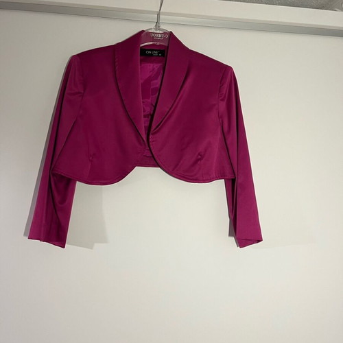 Bolero like new, magenta satin, 3/4 sleeve, size M