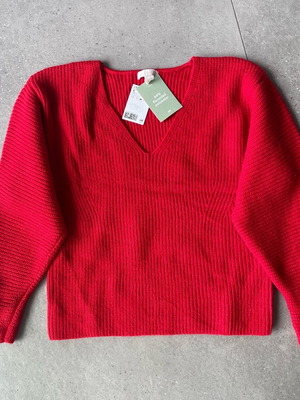 H&M women's red sweater with bat sleeve new size M