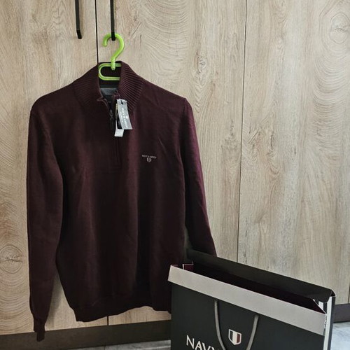 Navy & Green men's cotton sweatshirt XL new, burgundy with zipper