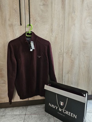 Navy & Green men's cotton sweatshirt XL new, burgundy with zipper