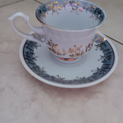 Small cup with saucer used, porcelain