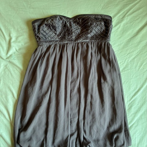 Lipsy London Strapless Charcoal Grey Beaded Mini Dress Size L Mint Condition