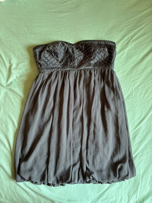 Lipsy London Strapless Charcoal Grey Beaded Mini Dress Size L Mint Condition