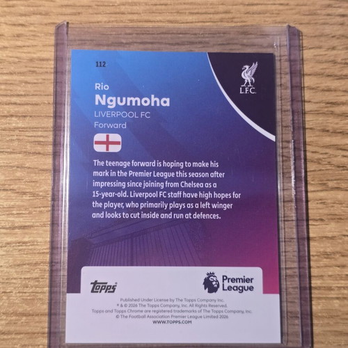 Rio Ngumoha RC Topps Chrome Premier League 2026 card