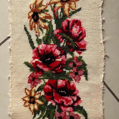 Handmade textile painting used, dimensions 0.50x0.21 m