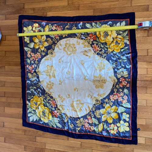 Vintage Silk Scarf Laura Biagiotti Floral Design 85x85 cm like new