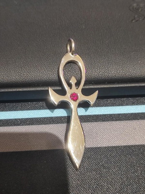 Ankh pendant handmade with ruby center