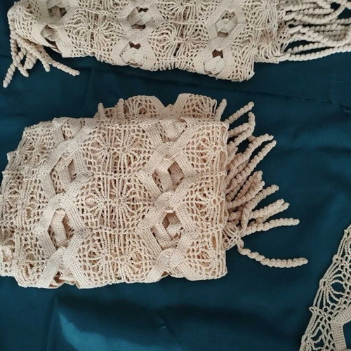 Beige handmade crochet set new, 188x75, 155x34, 190x38 cm
