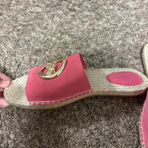 Coach women's slippers like new, pink suede with gold accents, size 37