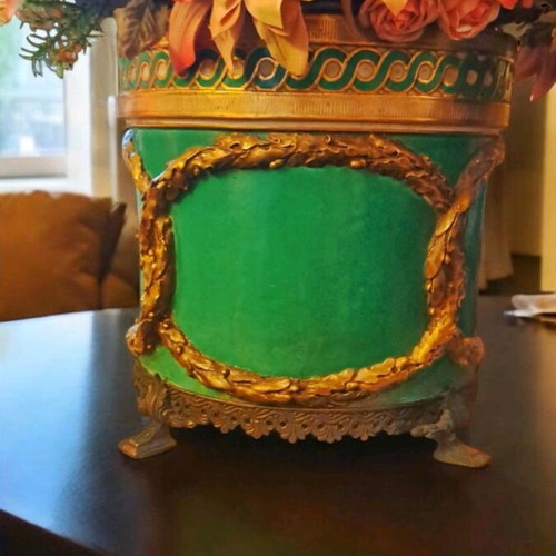 Porcelain vase with ormolu decorative elements like new