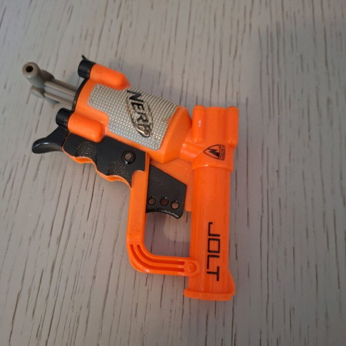 Nerf Zombie Strike Sidestrike Blaster used with two small Nerf and magazine