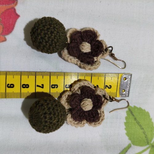Handmade brown crocheted earrings