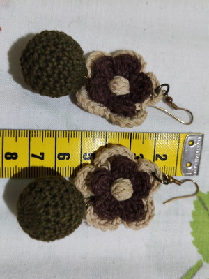 Handmade brown crocheted earrings