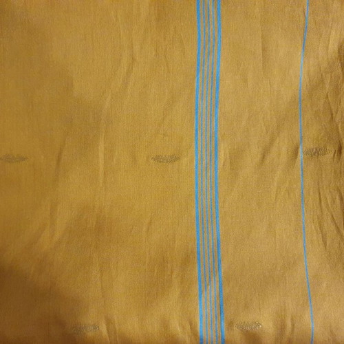 Indian sari with gold embroidery used, ochre fabric with blue stripes