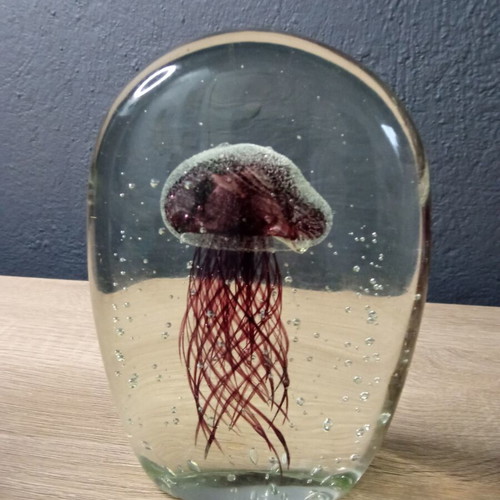 Decorative glass jellyfish paperweight presse papier new