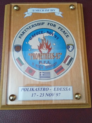 Prometheus 1997 commemorative military plaque