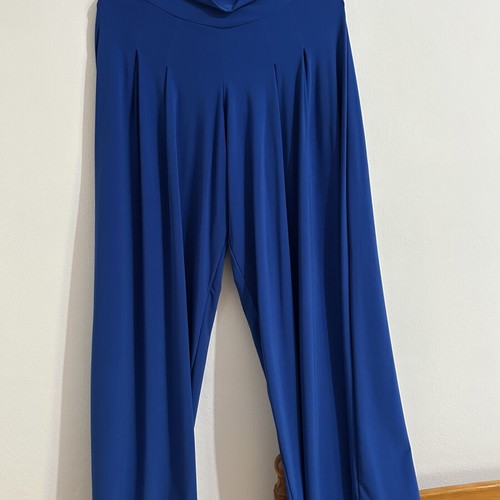 Royal Blue Wide Leg Palazzo Pants with Rhinestone Detail