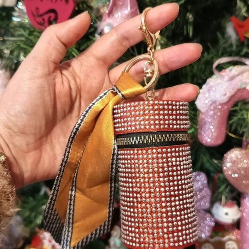 Keychain wallet like new, red with strass and glitter