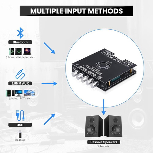 ZK-HT21 Bluetooth 2.1 Channel Audio Amplifier Module 160W×2 + 220W Subwoofer