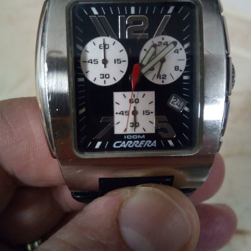 Carrera chronograph used with bracelet and leather strap