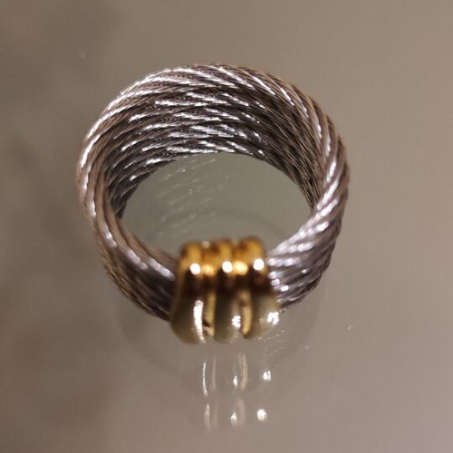 Silver ring with gold detail stainless steel size 10 new
