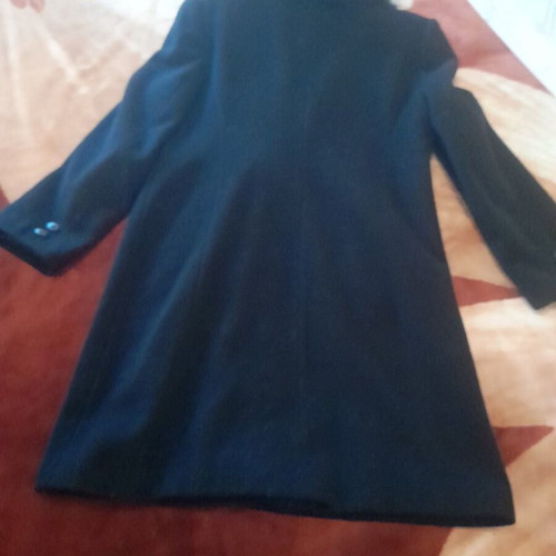 Wool coat Veto with detachable eco fur like new, black XL