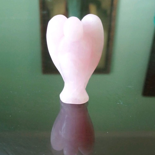 Rose quartz angel hand carved semi-precious stone like new