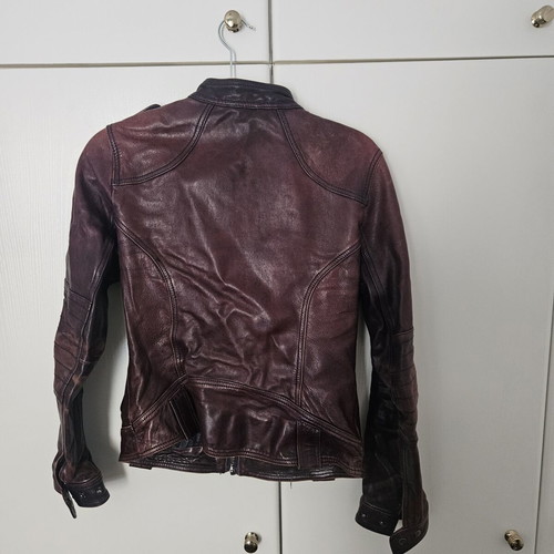 Von Dutch leather biker jacket used, purple, women's M