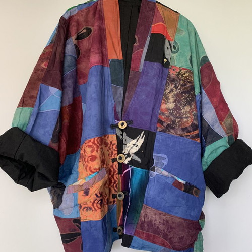 Vintage patchwork poncho new, handmade 90s bohemian style
