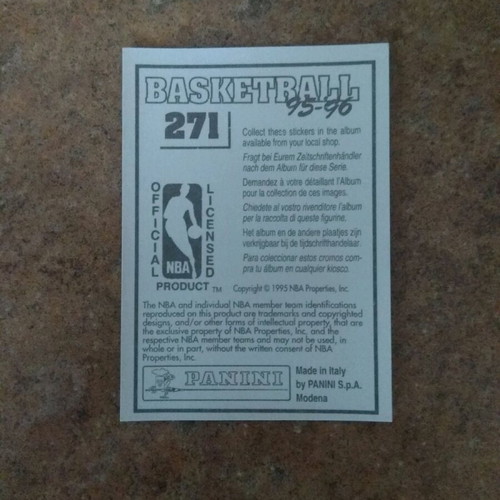 Αυτοκόλλητο Panini NBA Basketball '95-'96 Νο271 Chris Gatling καινούργιο