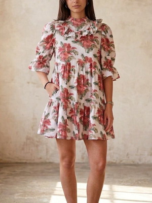 MilkWhite mini floral dress like new, cotton poplin, oversized