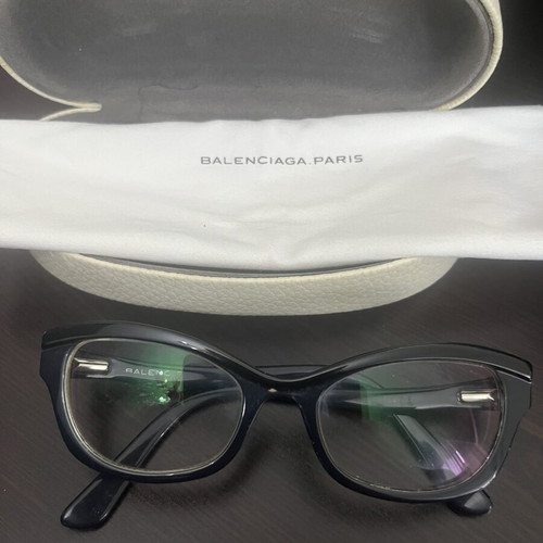 Balenciaga prescription glasses vintage butterfly design, black with case and cloth