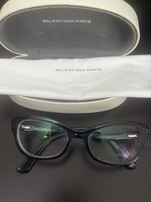 Balenciaga prescription glasses vintage butterfly design, black with case and cloth